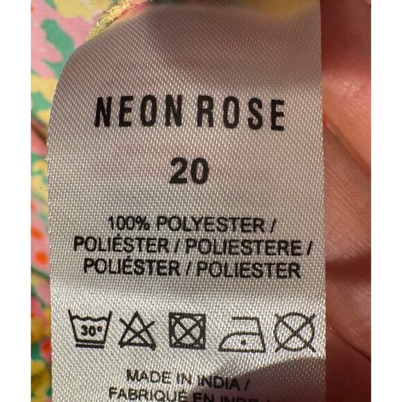 ASOS Neon Rose Milkmaid MIDI Tea Dress Women’s Plus Size 20 Ditsy Floral Print - Picture 8 of 8